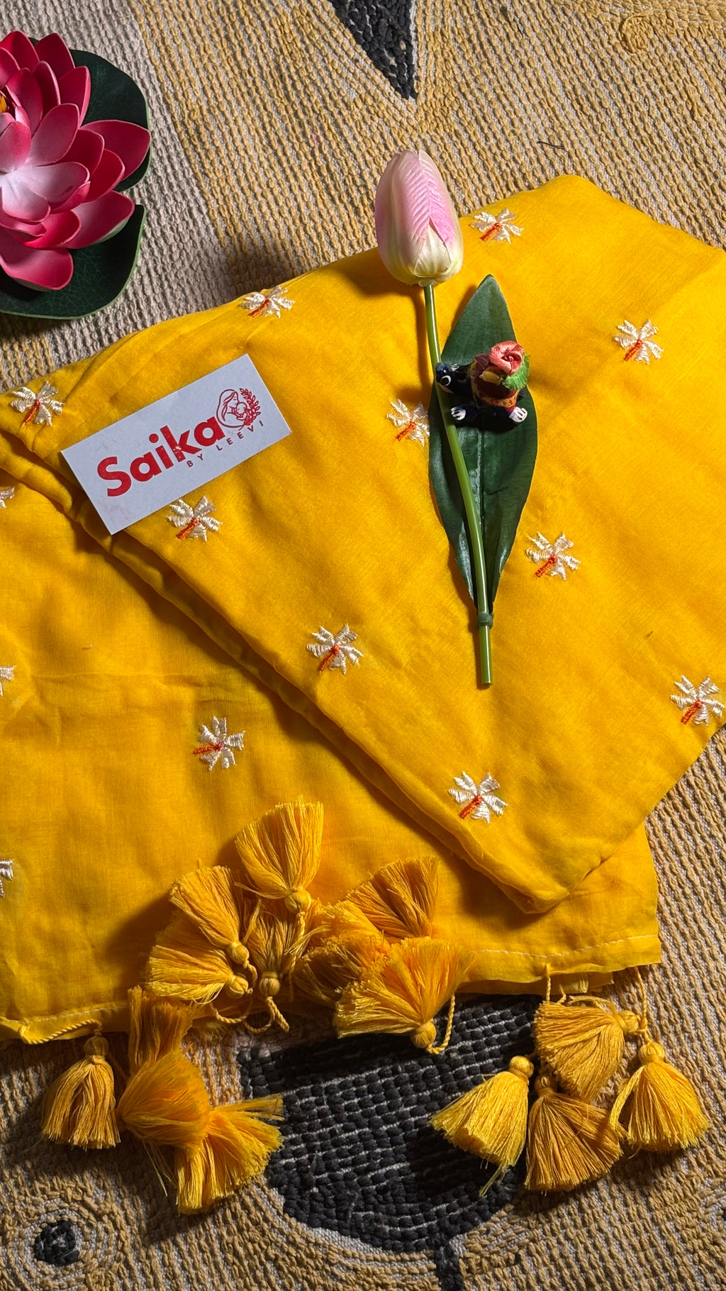 Sunflower Yellow Mul Cotton Saree – Parijatam Design