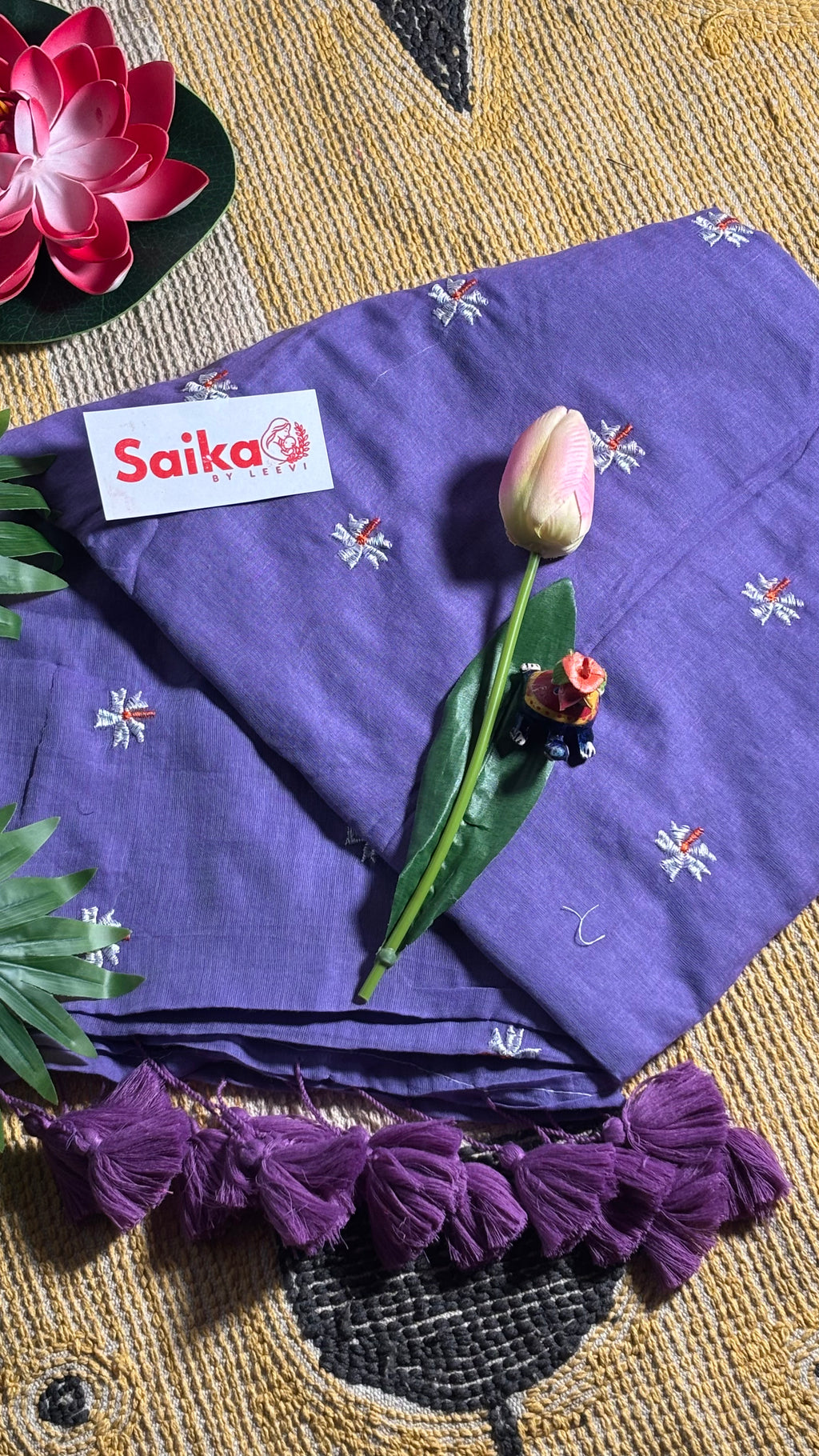 Lavender Mist Mul Cotton Saree – Parijatam Design