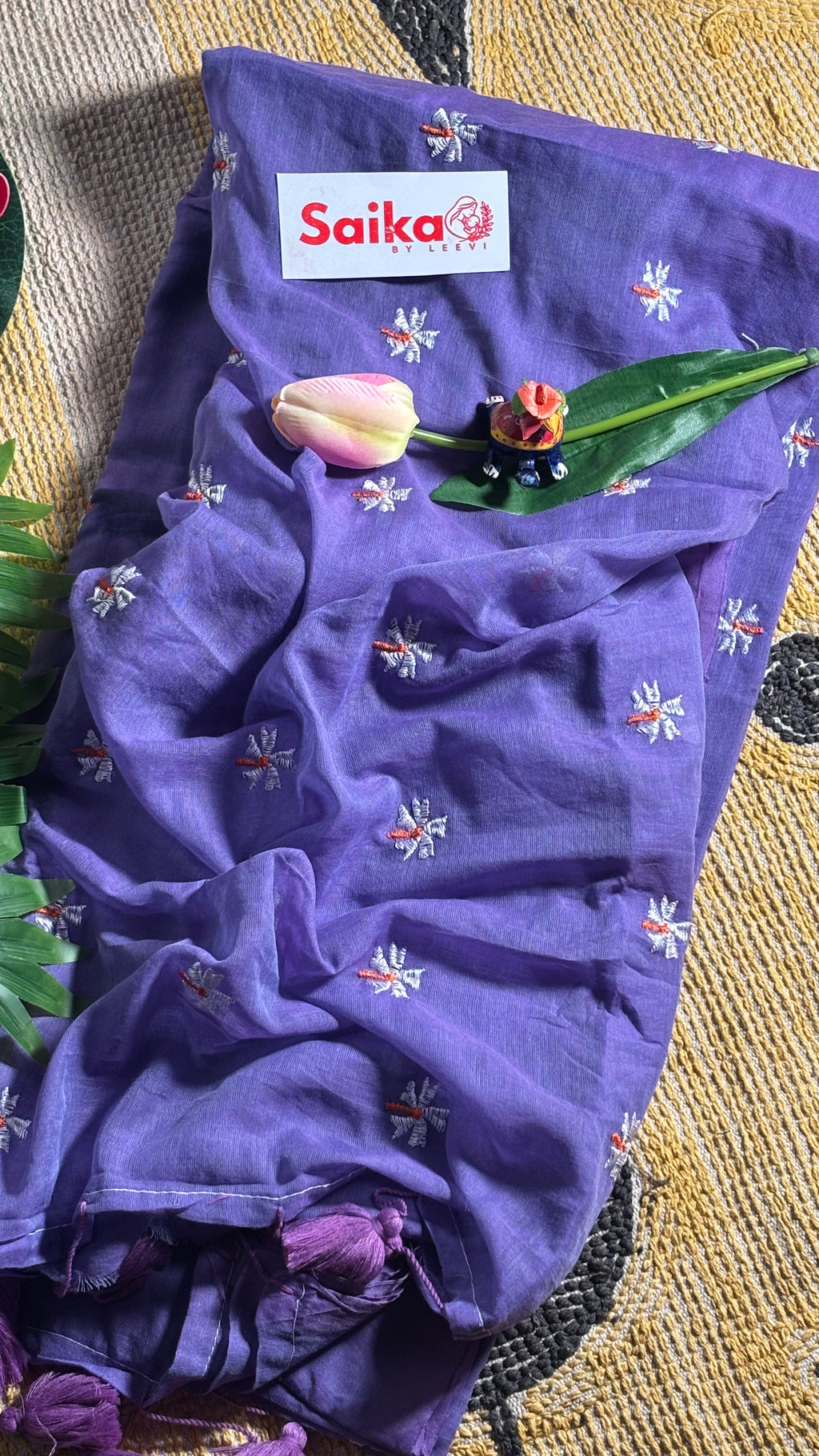 Lavender Mist Mul Cotton Saree – Parijatam Design