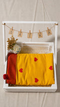Mustard Yellow Khadi Cotton Saree – Heart Design